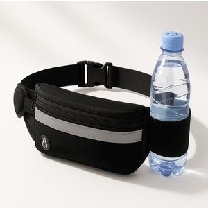 펨렛 3포켓 초경량 방수 러닝벨트+스포츠타월 러닝백 마라톤벨트, 노멀블랙+타월, 1개