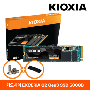 키오시아 EXCERIA G2 M.2 NVMeTM SSD + NVMe 방열판, 500GB, LRC20Z