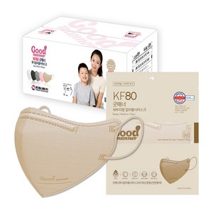 [굿매너] KF80 새부리형 컬러 마스크 중형 100매, 베이지, 20개, 5매입
