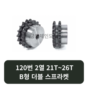 B형 120번 더블 스프라켓 21T~26T 복열 체인기어 2열 SPROCKET, 120번 더블 25T, 1개