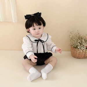 베스더스 유아 아기 여아 봄 가을 상하복 릴리 카라 화이트 블라우스 슈트 블루머 상하 세트