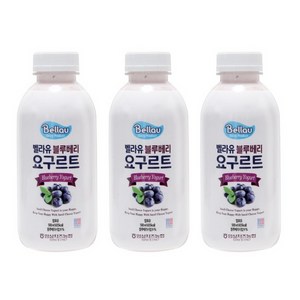 임실치즈농협 벨라유 요구르트500ml 3종 셋트(플레인 딸기 블루베리), 3개, 500ml