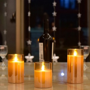 고급스러운 크리스마스 캔들 글라스 LED촛불 REAL 전자양초, 2-3. 로즈골드 대, 2. 로즈골드