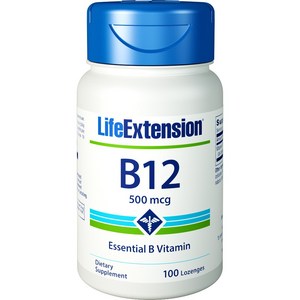 라이프익스텐션 B12 500mcg 로젠지, 1개, 100정