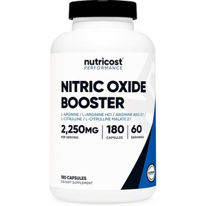 Nutricost 일산화질소 부스터 2250mg 180캡슐 - 캡슐당 750mg 60회 제공 - 글루텐 프리 비GMO, Nutricost 일산화질소 부스터..., 1개