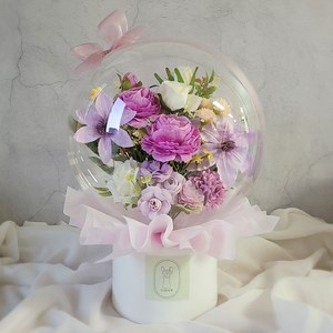 수비니샵 꽃풍선 레터링풍선 풍선꽃다발 용돈박스 기념일 졸업 환갑 칠순 어버이날 카네이션, 믹스꽃다발_바이올렛, 화분형+용돈비닐20장, LED전구+투명창쇼핑백