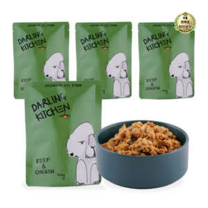 달링키친 생후2개월이상 강아지 자연화식 사료 4p, 소, 400g, 2세트