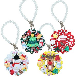 [칼라노리]크리스마스 파츠콕콕 진주키링/데코덴/데코덴생크림/집콕만들기, 하얀 눈사람