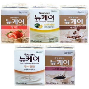 대상 뉴케어 구수한맛 검은깨 딸기맛 단호박맛 커피맛 5가지맛 6팩씩 30팩 일반 노인 환자 영양식, 1세트, 200ml