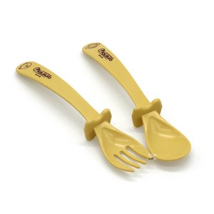옥수수로 만든 에코 유아용 스푼 포크 세트 베이지, 1개