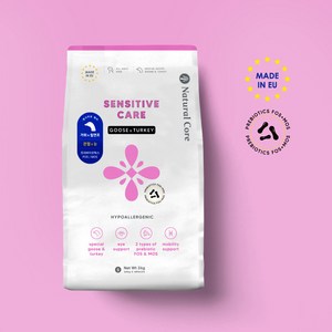 센시티브케어 사료 청어&연어 거위&칠면조 3kg [유통할인 25.09.07 외] 저알러지 가수분해 눈물 사료 강아지 네츄럴코어, 1개, 칠면조