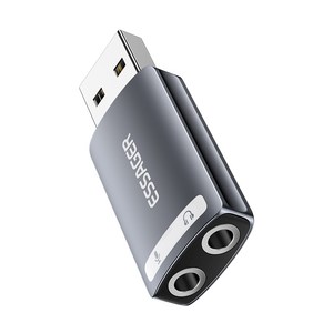 Essager USB C타입 외장형 사운드 카드, USB 듀얼 포트, 1개