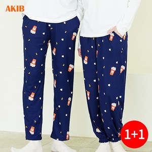 1+1 커플용 귀여운 피치기모 바지 홈웨어 잠옷바지