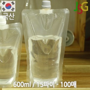 제이에스지 스파우트 파우치 600ml 15파이 100매, 1세트