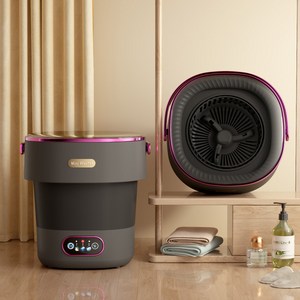 스핀 가정용 포함 13L 세탁기 건조기 접이식 대용량 속옷 양말 휴대용 팬티, 없음, 7) Black purple 13L - 미국