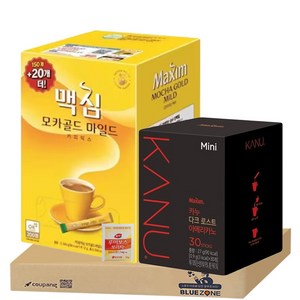 [블루존] 맥심 모카골드 마일드 170티+카누 미니 다크 로스트 아메리카노 30티, 1개