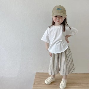 베스더스 유아동 키즈 여아 반팔 티셔츠 스트라이프 와이드 치마 바지 상하세트