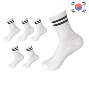 비바슈슈 남성용 더블 쿠션 러닝 스포츠 스트라이프 장목 양말 6켤례 (250~270mm)