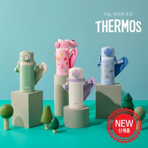 써모스 마이 디자인 보틀 스트랩 원터치 텀블러 JOI-350K, 파스텔핑크, 350ml, 1개