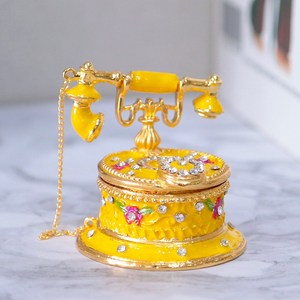 골드디자인 럭셔리 큐빅 블링 전화기 보석함 장식품 인테리어 소품 집들이 선물, 2.옐로우