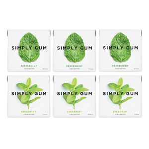 Simply Gum  Vaiety Pack - Peppemint Speamint 간단하게 껌  버라이어티 팩 - 페퍼민트 스피어민트  6개 팩(총 90개)  합성, 1개