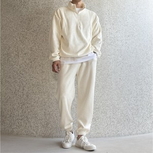 베럴댄나우 남녀공용 기모 반집업맨투맨+와이드팬츠&조거팬츠 골덴 트레이닝복 세트
