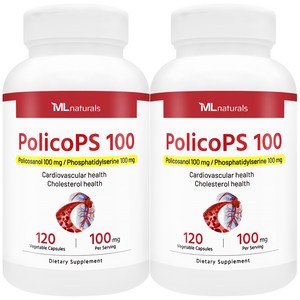 [미국빠른직구] 신제품 마이라이프 내추럴스 폴리코PS 100 (포스파티딜세린 100mg + 폴리코사놀 100mg), 2개, 120정