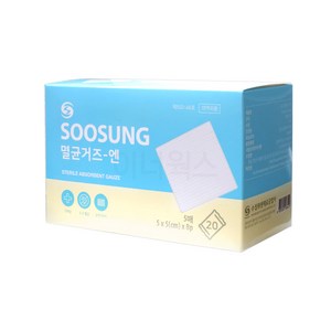 수성 멸균거즈-엔 5매 x 20포 (개별포장), 5cm X 5cm X 8겹(소), 20개