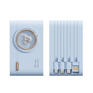 PYHO 멀티단자 고속충전 대용량 보조배터리 20000mAh 자체선, 연블루