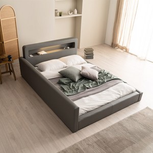 젠티스 스퀘어 LED 저상형 침대 프레임 슈퍼싱글 퀸 SS Q 매트리스 미포함, 2.그레이, 1.슈퍼싱글 SS