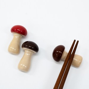 페일오브제 머쉬룸 도자기 숟가락 젓가락 수저 받침대, 1개, 브라운