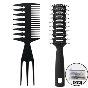 레이지웍 남자 스타일링 이걸로 끝 고급 셀프 포마드 스타일링 빗 +볼륨 밴트 헤어브러쉬 총 2개, 1개