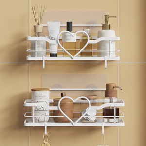 NLBUU 무타공 일자 욕실 선반 화장실 수납 다용도 선반 1+1 화이트 2개, 화이트/White