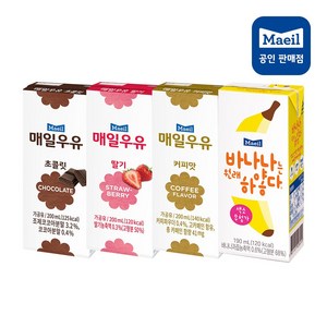 [매일유업]매일우유 4종 혼합 딸기6+초코6+커피6+바나나6(총24팩), 200ml