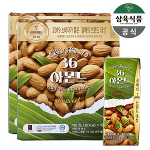 삼육식품 36 아몬드 언스위트 190ml, 32개