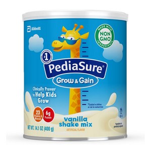 PediaSue Gow &게인 쉐이크 믹스 파우더 바닐라 14.1oz(400g) 3팩PediaSue & Gain Shake Mix Powde Vanilla 페디아슈어 그로우&게인 (400g) 3팩, 400g, 3개