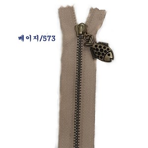 국산지퍼 청동지퍼 앤티큐지퍼 가방지퍼 파우치지퍼3호(30cm)/손잡이 램덤, 30cm베이지-573, 1개