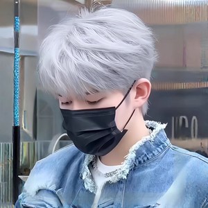 손쉬운 스타일링 자연스런 편한 남성가발, 1개, 그레이