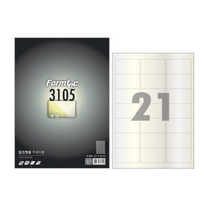 폼텍 전산라벨 IC-3105 잉크젯 투명 라벨지 5p, 21칸, 2권