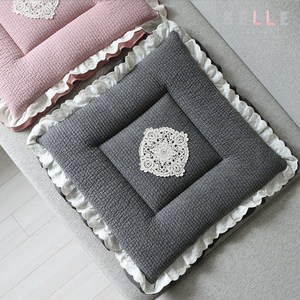 [데코벨] 순면 줄누비 레이스 방석 1단/3단 (의자방석/소파방석)