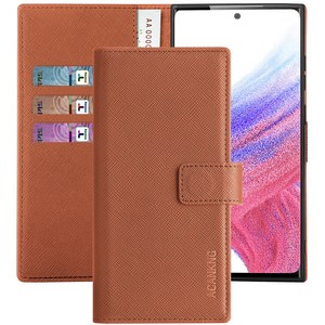 아칸크 삼성 갤럭시 A53 SM-A536 지갑형 가죽 카드수납 다이어리 휴대폰리 케이스+지문인식 보호필름 풀세트