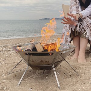 콜리타스 경량 감성 화로대 대형 캠핑 접이식 우드스토브 불멍 육각 화로 스텐 화덕 바비큐 bbq그릴, 1개