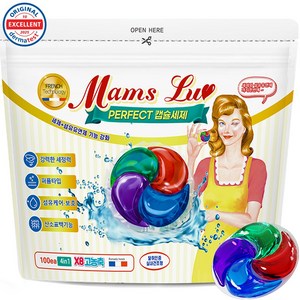 맘스럽 퍼팩트 캡슐세제 4챔버 파우치형 국산제조 8배 초고농축 4in1 대용량 실내건조