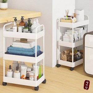 이동이 간편한 틈새트롤리 선반 수납장 트레이 슬림 좁은공간보관, 3단, 깨끗화이트(WHITE)