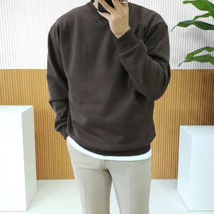 로니제이 남녀공용 오버핏 데일리 면 쭈리 기모 코튼 무지 맨투맨