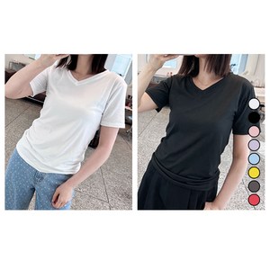 치키코코 1+1 데일리 여성 브이넥 티셔츠 2종 세트 (M~2XL)