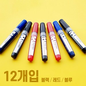 휴그린 에코 화이트 보드마카 12입 생잉크 마커 펜, 블랙 12p