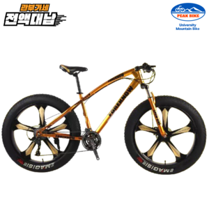 PEAK 팻바이크 풀샥 산악 자전거 MTB 광폭 타이어, 3블레이드, 골드 26인치, 1개