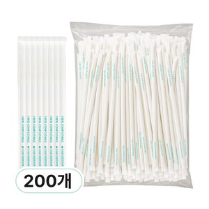 아이엠그리너 친환경 생분해 일자 빨대 종이 개별 포장 화이트 25cm, 1세트, 200개