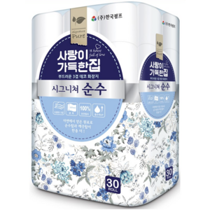 사랑이가득한집 시그니쳐 순수 3겹 데코 (광폭 107mm) 화장지 30m 30롤, 30개입, 1개